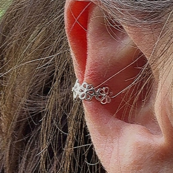 Sterling Silver Flower Cuff Earring - Picture 4 of 10